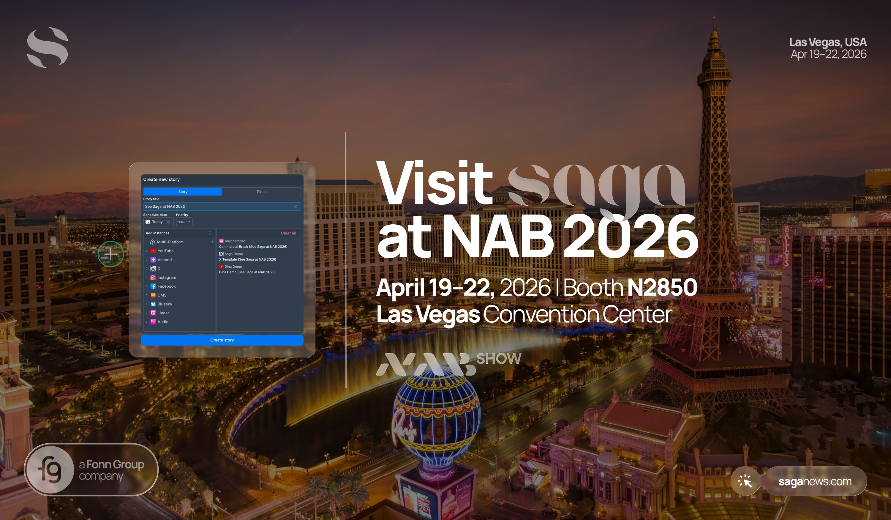 See Saga at NAB 2026 | Stand N2850