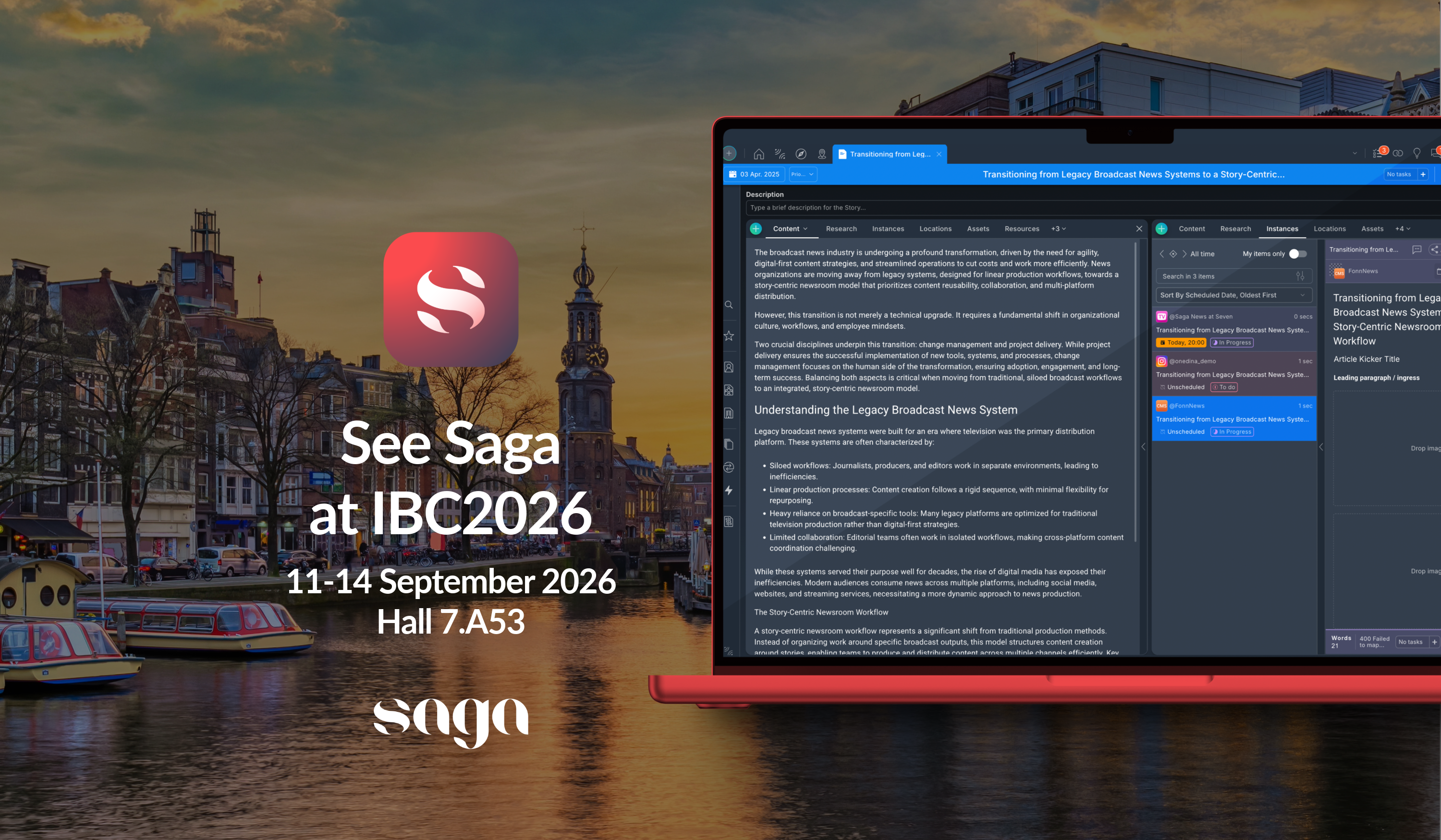 Saga at IBC 2026 | Stand 7.A53